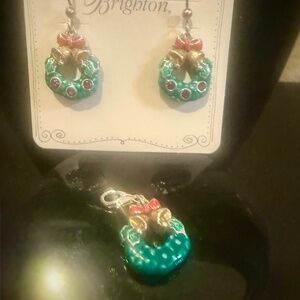 Brighton NWT  " Holly Christmas" Earrings and Charm